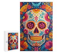 Rompecabezas para Adultos1000 PCS Colorful Sugar Skull Art Print-4 Rompecabezas para Adolescentes: Alivia El Estrés. Cada Pieza Es Única: Juguetes De Juego Desafiantes 1000 PCS