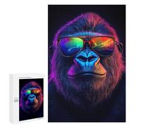 Rompecabezas para Adultos1000 PCS Cool Gorilla with Sunglasses Rompecabezas para Adultos Juguete Decoración De Pared Desafío Difícil Cumpleaños Y Navidad 1000 PCS