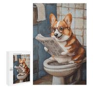 Rompecabezas para Adultos1000 PCS Corgi Reading Newspaper on Toilet Rompecabezas para Adultos para La Diversión Familiar. Juguetes Educativos Y Desafiantes para Completar.