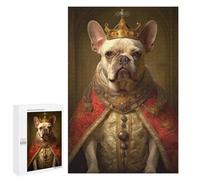 Rompecabezas para Adultos1000 PCS Cream French Bulldog King Rompecabezas para Adultos Juguete Decoración De Pared Regalos para Mujeres Ayuda A Ejercitar El Cerebro 1000 PCS