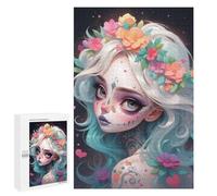 Rompecabezas para Adultos1000 PCS Cute Sugar Skull Girl Rompecabezas para Adultos Juguete Decoración De Pared Desafío Difícil Cumpleaños Y Navidad 1000 PCS