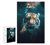 Rompecabezas para Adultos1000 PCS Diving Tiger in Blue Water Rompecabezas para Adultos Juguete Decoración De Pared Desafío Difícil Cumpleaños Y Navidad 1000 PCS