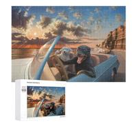Rompecabezas para Adultos1000 PCS Dogs Enjoying A Coastal Drive at Sunset Rompecabezas De Juguete para Decoración De Pared Difícil Oferta Difícil como Regalo para Toda La Familia 1000 PCS