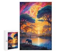 Rompecabezas para Adultos1000 PCS Elephant Serenity A Vibrant Sunset Scene Rompecabezas para Adultos Juegos Divertidos Regalo De Cumpleaños Regalos De Cumpleaños 1000 PCS