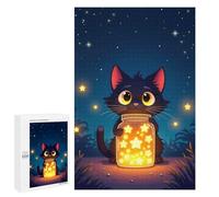 Rompecabezas Para Adultos1000 PCS Enchanted Whiskers - Starlit Cat & Golden Jar in Moonlit Serenity Rompecabezas Para Adultos Juego Familiar Regalos Para Mujeres Regalos De Juegos Desafiantes 1000 PCS