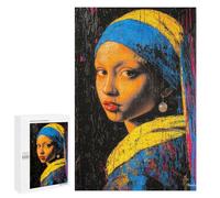 Rompecabezas para Adultos1000 PCS Expressionist Girl with A Pearl Earring - Bold Contemporary Art Reinterpretation Rompecabezas para Adultos Juegos Familiares Mejora La Memoria Cumpl