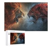 Rompecabezas para Adultos1000 PCS Fantasy Lion Vs. Demon Battle Rompecabezas para Adolescentes Juego De Ingenio Arte De Pared Cumpleaños 1000 PCS