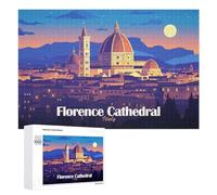 Rompecabezas para Adultos1000 PCS Florence Cathedral Italy Cityscape Illustration Rompecabezas para Adultos Juegos Familiares Decoración del Hogar Cumpleaños 1000 PCS