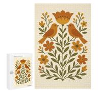 Rompecabezas para Adultos1000 PCS Folk Art Birds and Flowers Scandinavian Rompecabezas para Adultos Juego Familiar Vacaciones En Casa Matar El Tiempo para Cumpleaños, Navidad 1000 PCS