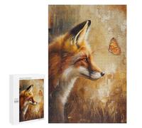 Rompecabezas para Adultos1000 PCS Fox Butterfly Oil Painting Rompecabezas para Adultos Juegos Relajantes Que Mejoran La Memoria Toda La Familia 1000 PCS