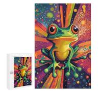 Rompecabezas para Adultos1000 PCS Frog Art Neon Tree Frog Wall Print Rompecabezas para Adultos Juguete Decoración De Pared Desafío Difícil Cumpleaños Y Navidad 1000 PCS