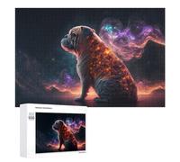 Rompecabezas para Adultos1000 PCS Galactic Pug Cosmic Companion Rompecabezas para Adultos Juegos Divertidos Regalo De Cumpleaños Regalos De Cumpleaños 1000 PCS