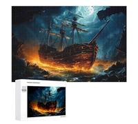 Rompecabezas para Adultos1000 PCS Ghost Ship in Stormy Waters Rompecabezas para Adultos Juego De Ingenio Regalo De Cumpleaños para Cumpleaños, Navidad 1000 PCS
