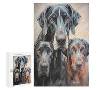 Rompecabezas para Adultos1000 PCS Great Dane Family Sketch Rompecabezas para Adultos Juguete Decoración De Pared Desafío Difícil Cumpleaños Y Navidad 1000 PCS
