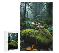 Rompecabezas para Adultos1000 PCS Green Frog on Mossy Rock Rompecabezas para Adultos Juguete Decoración De Pared Desafío Difícil Cumpleaños Y Navidad 1000 PCS
