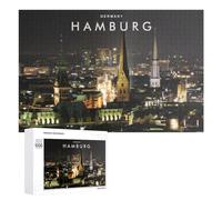Rompecabezas para Adultos1000 PCS Hamburg Cityscape at Night Rompecabezas para Adultos Juego De Ingenio Regalo De Cumpleaños para Cumpleaños, Navidad 1000 PCS