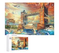 Rompecabezas para Adultos1000 PCS London Bridge Sunset Puzzle Rompecabezas para Adolescentes Juego De Ingenio Arte De Pared Cumpleaños 1000 PCS