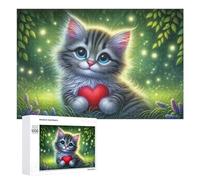 Rompecabezas para Adultos1000 PCS Magical Kitten with Heart Rompecabezas para Adultos Juegos Familiares Análisis Y Lógica Reducción del Estrés Regalos 1000 PCS
