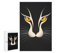 Rompecabezas para Adultos1000 PCS Minimalist Cat Vector Portrait with Golden Eyes Rompecabezas para Adultos Juegos Familiares Mejora La Memoria Cumpleaños Y Navidad 1000 PCS