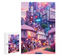 Rompecabezas para Adultos1000 PCS Neon Cityscape Vibrant Urban Life Rompecabezas para Adultos Juegos Divertidos Regalo De Cumpleaños Regalos De Cumpleaños 1000 PCS