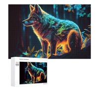 Rompecabezas para Adultos1000 PCS Neon Wolf in Enchanted Forest -1 Rompecabezas para Adultos Juegos Divertidos Regalo De Cumpleaños Regalos De Cumpleaños 1000 PCS