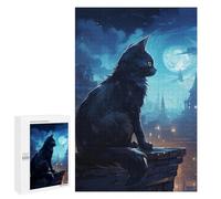 Rompecabezas para Adultos1000 PCS Night City Cat Rompecabezas para Adolescentes Juego De Ingenio Arte De Pared Cumpleaños 1000 PCS