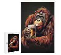 Rompecabezas para Adultos1000 PCS Orangutan with Beer Rompecabezas para Adultos Juguete Decoración De Pared Regalos para Mujeres Ayuda A Ejercitar El Cerebro 1000 PCS