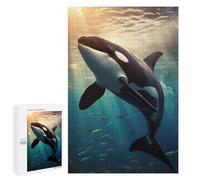 Rompecabezas para Adultos1000 PCS Orca Whale Sunset Dive Rompecabezas para Adultos Juegos Familiares Mejora La Memoria Cumpleaños Y Navidad 1000 PCS