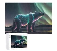 Rompecabezas para Adultos1000 PCS Polar Bear with Aurora Borealis Rompecabezas De Juguete para Decoración De Pared Difícil Oferta Difícil como Regalo para Toda La Familia 1000 PCS