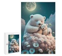 Rompecabezas para Adultos1000 PCS Polar Bears in Moonlit Dreams Rompecabezas para Adolescentes Juego De Ingenio Arte De Pared Cumpleaños 1000 PCS