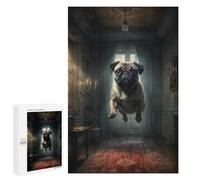 Rompecabezas para Adultos1000 PCS Pug in Haunted Mansion Rompecabezas para Adultos Juegos Familiares Mejora La Memoria Cumpleaños Y Navidad 1000 PCS