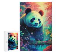 Rompecabezas para Adultos1000 PCS Rainbow Panda in Fantasy Forest Rompecabezas para Adultos Juegos Familiares Análisis Y Lógica Reducción del Estrés Regalos 1000 PCS
