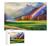 Rompecabezas para Adultos1000 PCS Rainbow Valley Serenity Rompecabezas para Adolescentes Juego De Ingenio Arte De Pared Cumpleaños 1000 PCS