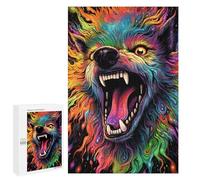 Rompecabezas para Adultos1000 PCS Rainbow Wolf Artwork Rompecabezas para Adolescentes Juego De Ingenio Arte De Pared Cumpleaños 1000 PCS
