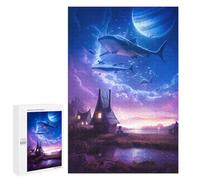 Rompecabezas para Adultos1000 PCS Sharks in The Sky A Surreal Fantasy Scene Rompecabezas para Adultos Juguete Decoración De Pared Regalos para Mujeres Ayuda A Ejercitar El Cerebro 1000 PCS