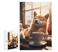 Rompecabezas para Adultos1000 PCS Shiba Inu Coffee Cute Dog Rompecabezas para Adultos Juegos Relajantes Que Mejoran La Memoria Toda La Familia 1000 PCS