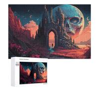 Rompecabezas para Adultos1000 PCS Skull Castle Under A Full Moon Rompecabezas para Adultos Juegos Divertidos Regalo De Cumpleaños Regalos De Cumpleaños 1000 PCS