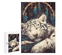 Rompecabezas para Adultos1000 PCS Sleeping White Tiger Dreamcatcher Rompecabezas para Adultos Juegos Familiares Mejora La Memoria Cumpleaños Y Navidad 1000 PCS