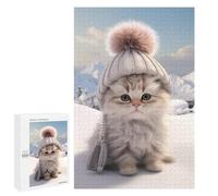 Rompecabezas para Adultos1000 PCS Snowy Paws and Hat Rompecabezas para Adultos Juguete Decoración De Pared Desafío Difícil Cumpleaños Y Navidad 1000 PCS