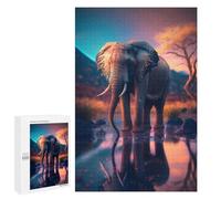 Rompecabezas para Adultos1000 PCS Sunset Elephant Rompecabezas Juego De Ingenio Patrón De Ensamblaje Regalos Y Cumpleaños Únicos 1000 PCS