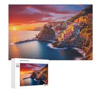 Rompecabezas para Adultos1000 PCS Sunset Over Coastal Village Rompecabezas para Adultos Juegos Divertidos Regalo De Cumpleaños Regalos De Cumpleaños 1000 PCS