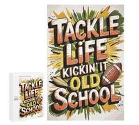 Rompecabezas para Adultos1000 PCS Tackle Life Old School Football Rompecabezas para Adultos Juegos Familiares Desafío Difícil Actividades Divertidas En Casa 1000 PCS