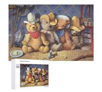 Rompecabezas para Adultos1000 PCS Teddy Bears in Western Hats Rompecabezas para Adultos Juegos Divertidos Regalo De Cumpleaños Regalos De Cumpleaños 1000 PCS