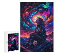 Rompecabezas para Adultos1000 PCS Tripping Neon Space Girl Rompecabezas para Adultos Juguete Decoración De Pared Desafío Difícil Cumpleaños Y Navidad 1000 PCS