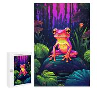 Rompecabezas para Adultos1000 PCS Tropic Pink Frog Pixel Art Rompecabezas para Adultos Juguete Decoración De Pared Desafío Difícil Cumpleaños Y Navidad 1000 PCS