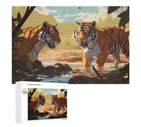 Rompecabezas para Adultos1000 PCS Two Tigers Confront Each Other in The Wild Rompecabezas De Juguete para Decoración De Pared Difícil Oferta Difícil como Regalo para Toda La Familia 1000 PCS