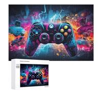 Rompecabezas para Adultos1000 PCS Vibrant Gaming Controller Artwork -6 Rompecabezas para Adultos Juegos Familiares Análisis Y Lógica Reducción del Estrés Regalos 1000 PCS