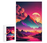 Rompecabezas para Adultos1000 PCS Vibrant Mountain Sunset Landscape Rompecabezas para Adultos Juego De Ingenio Regalo De Cumpleaños para Cumpleaños, Navidad 1000 PCS