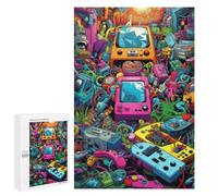 Rompecabezas para Adultos1000 PCS Vibrant Retro Gaming Collage -2 Rompecabezas para Adultos Juegos Familiares Análisis Y Lógica Reducción del Estrés Regalos 1000 PCS