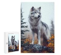 Rompecabezas para Adultos1000 PCS Wolf on A Rock in Autumn Rompecabezas para Adultos Juegos Relajantes Carrera De Velocidad De Manos Actividades Divertidas En Casa 1000 PCS